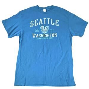 Seattle Washington Graphic T-Shirt Blue Tourist Souvenir USA Men’s Med.